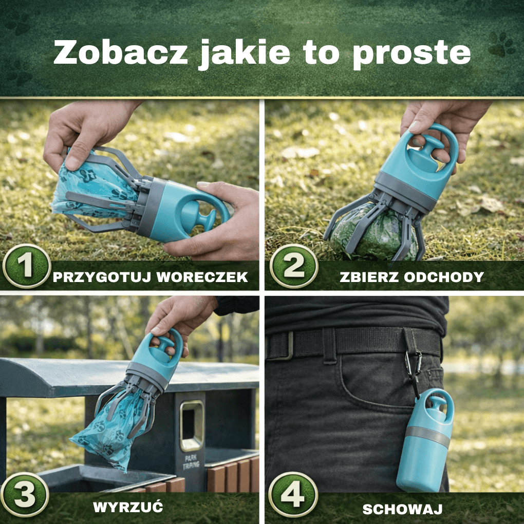 CleanPaw - łopatka do zbierania odchodów bez dotykania + gratis 15 woreczków