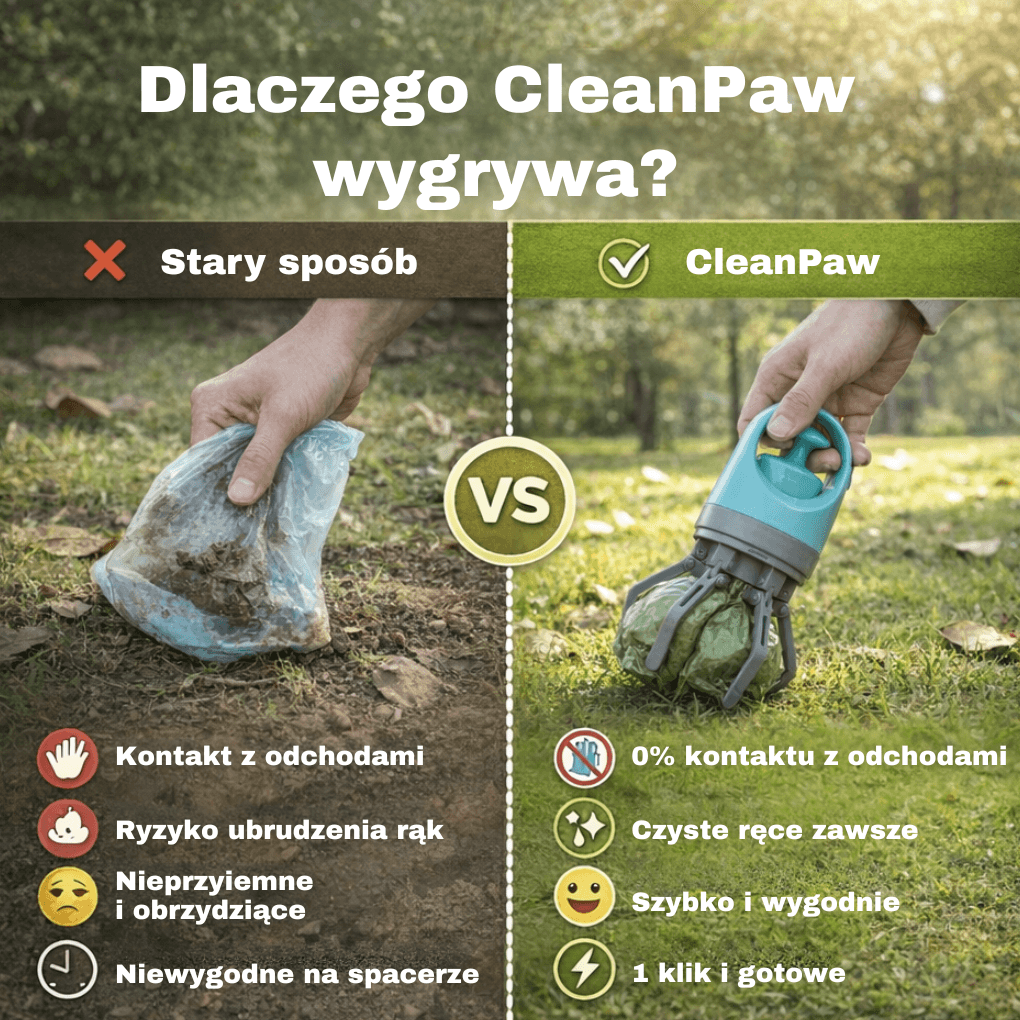 CleanPaw - łopatka do zbierania odchodów bez dotykania + gratis 15 woreczków